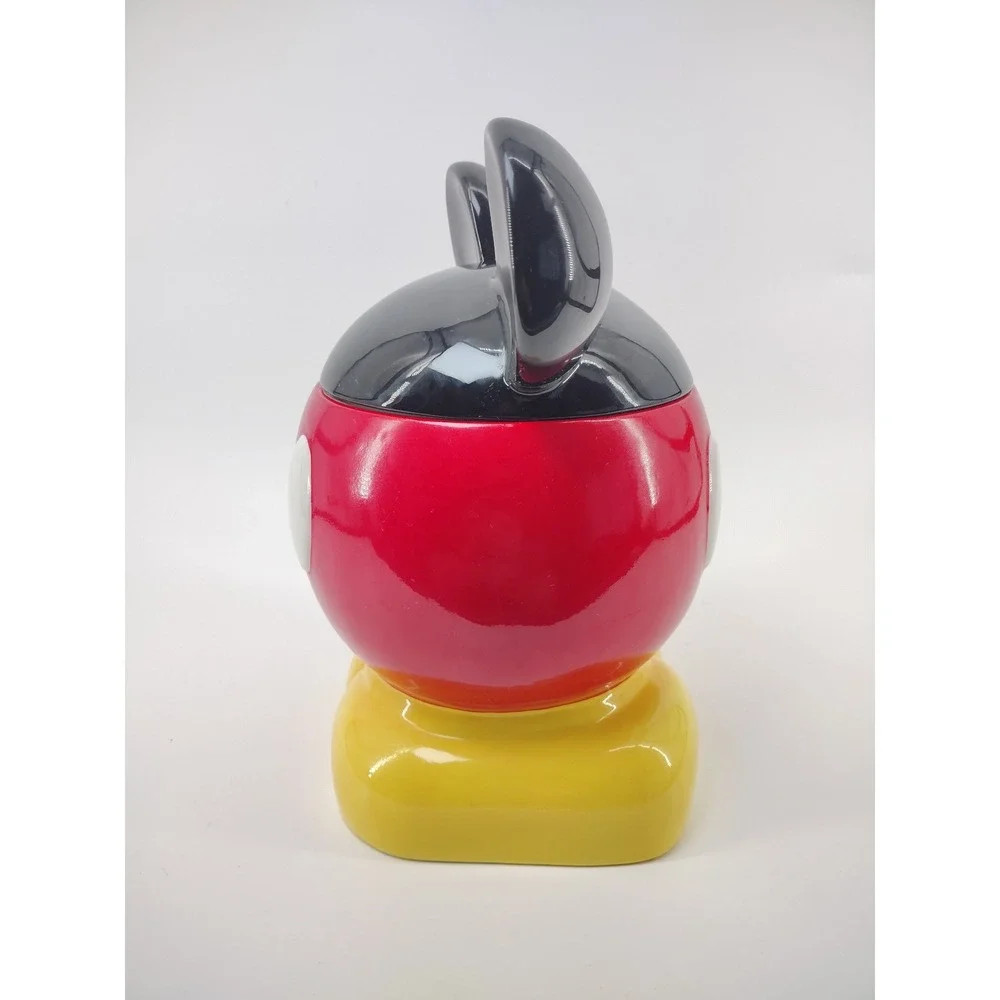 Disney Parks Mickey Mouse Ceramic Cookie Jar Red Yellow Black Ears 11.5 Inch